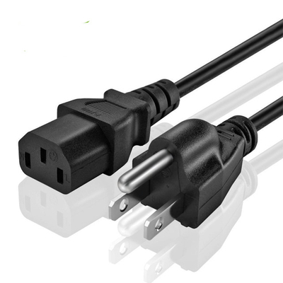 3 segurança de cobre pura padrão do UL do PVC do IEC C13 do cabo distribuidor de corrente do Pin E.U. aprovada