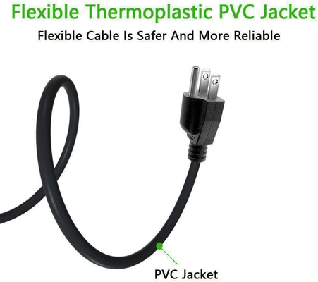 Tipo termoplástico cabo de alimentação do cabo de alimentação SJT do dispositivo do PVC da tevê do dente dos E.U. 3