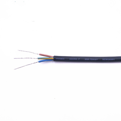 Certificação de borracha do VDE CCC ROHS de Flex Cable 0.75mm2 do preto do ODM do OEM